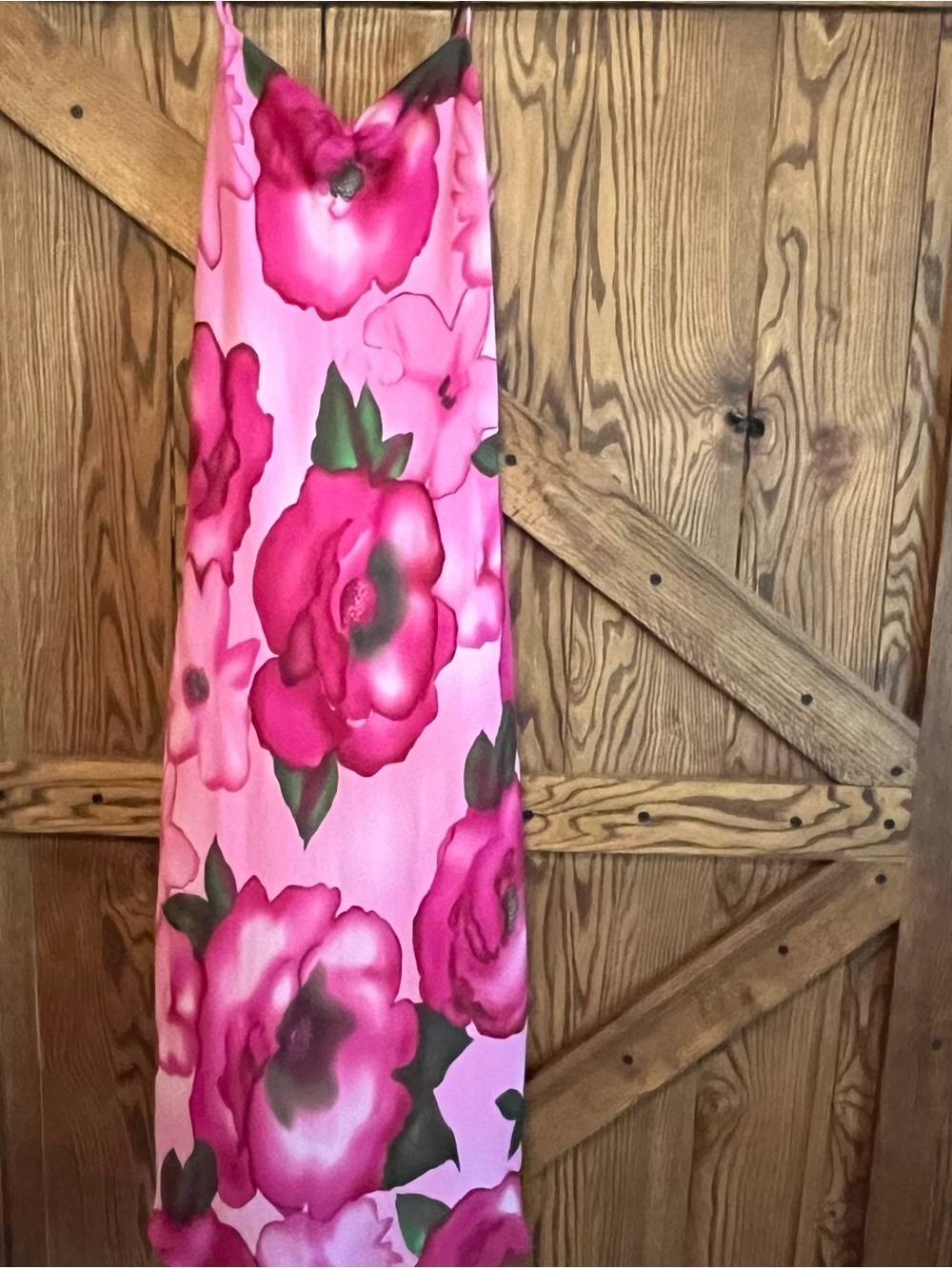 Pink Floral Slip Maxi Dress Bold Colors Y2K Fairycore Size 14 - Picture 2 of 4